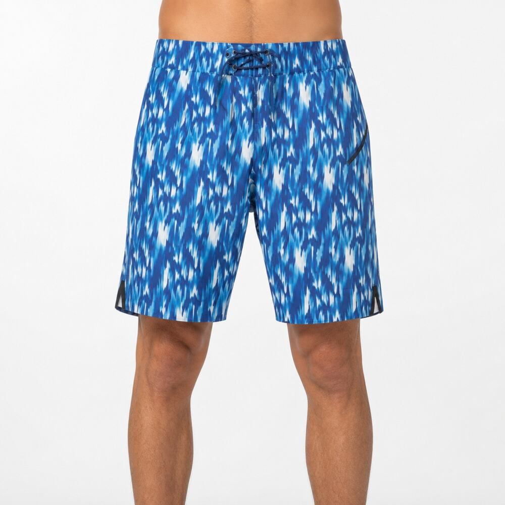 Lululemon Shorts Mens 38 Blue Ikat Board Swim Trunks Water Repellent Drawstring